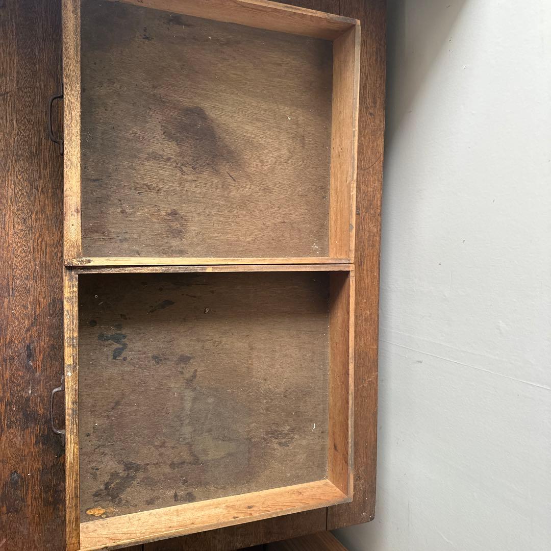 ヴィンテージ　アンティーク　木製デスク ダークブラウン 2引き出し