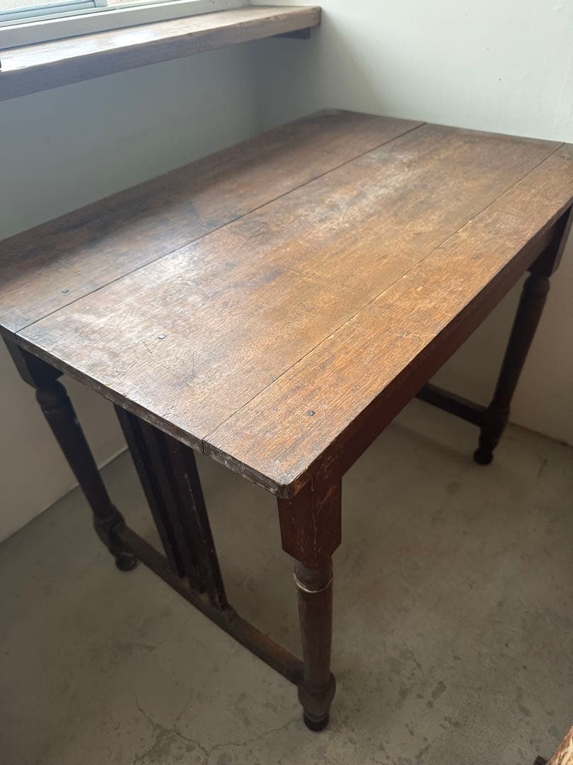 ヴィンテージ　アンティーク　木製デスク ダークブラウン 2引き出し