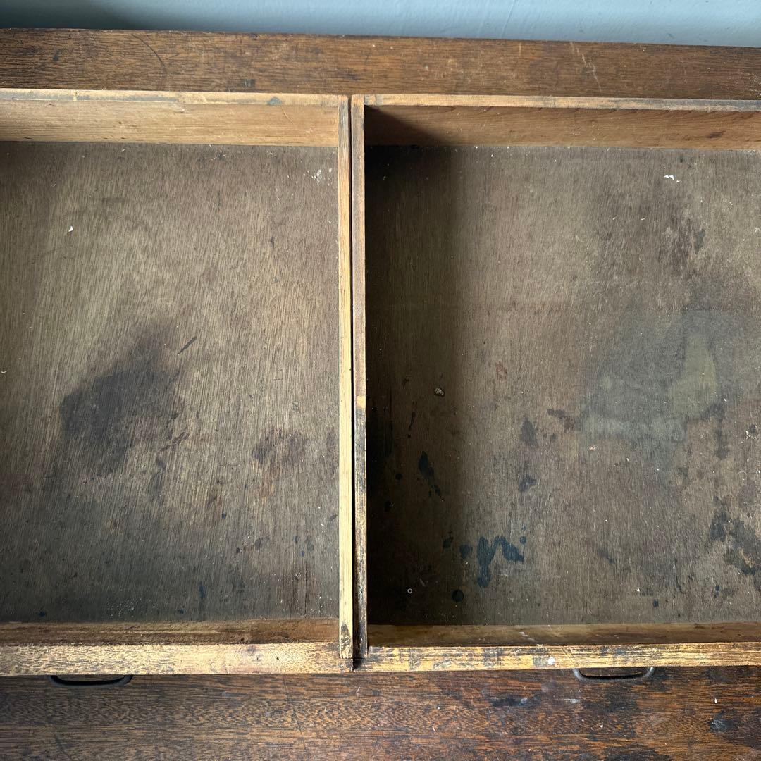 ヴィンテージ　アンティーク　木製デスク ダークブラウン 2引き出し