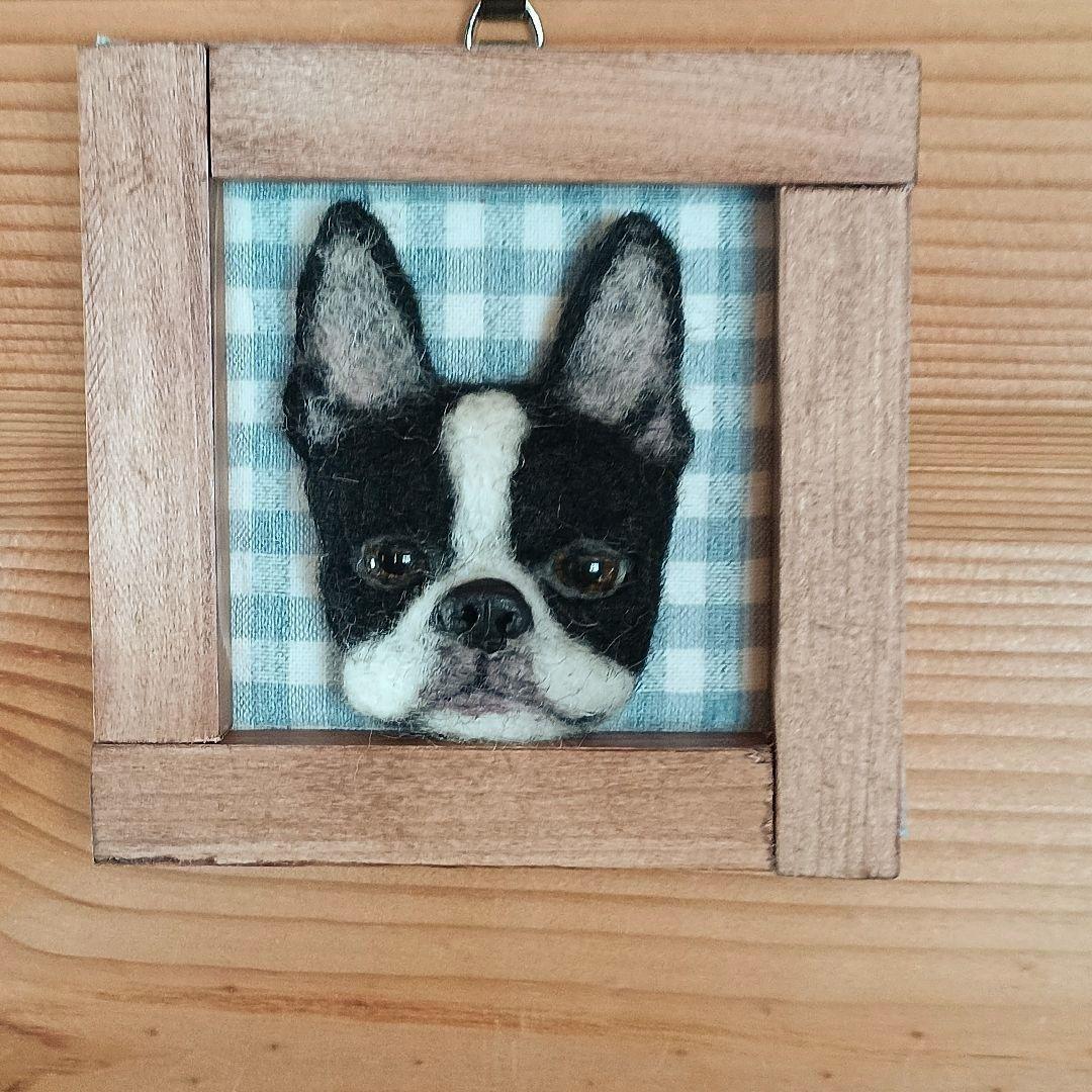 羊毛フェルト犬☆ボストンテリアの木製フレーム - メルカリ