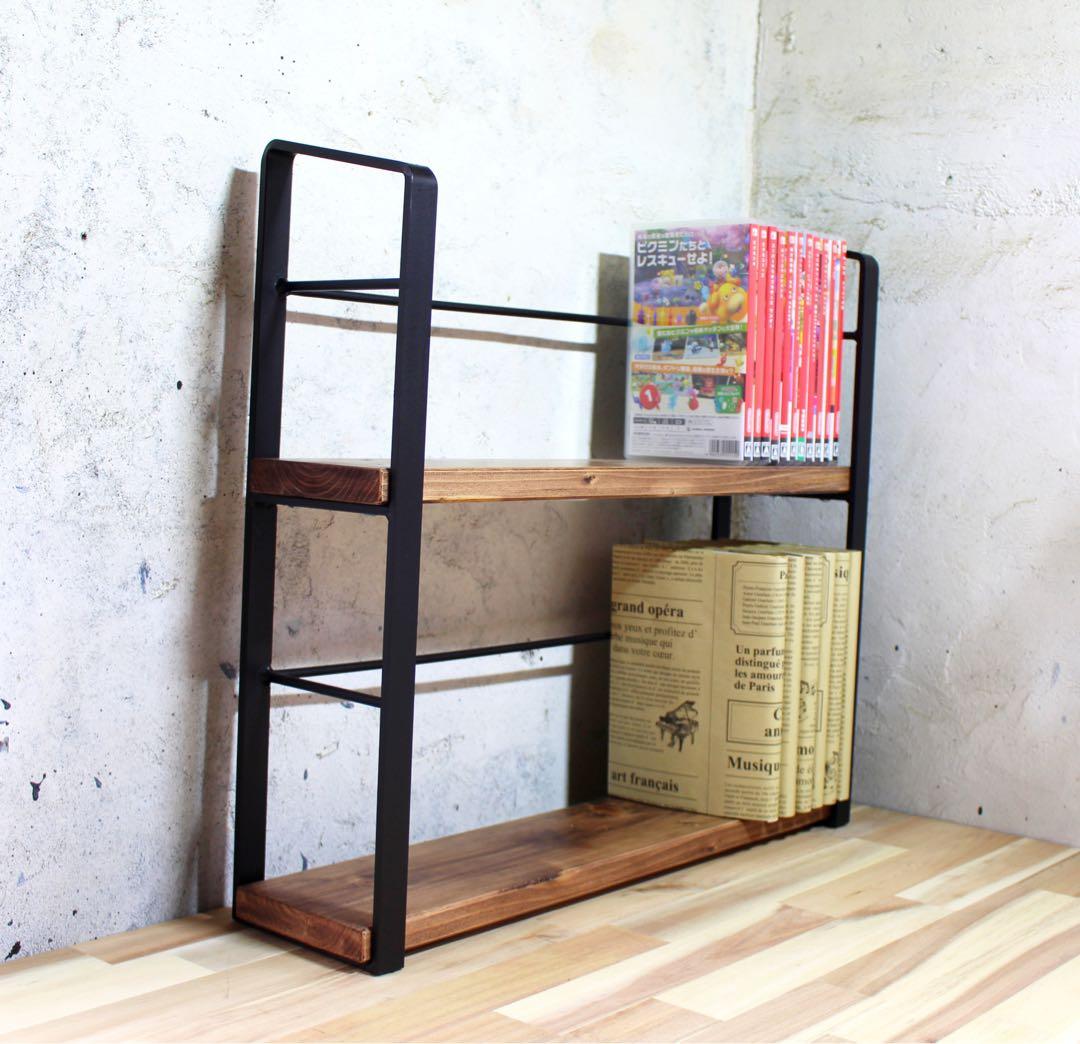 アイアン2段ブックスタンド、本棚