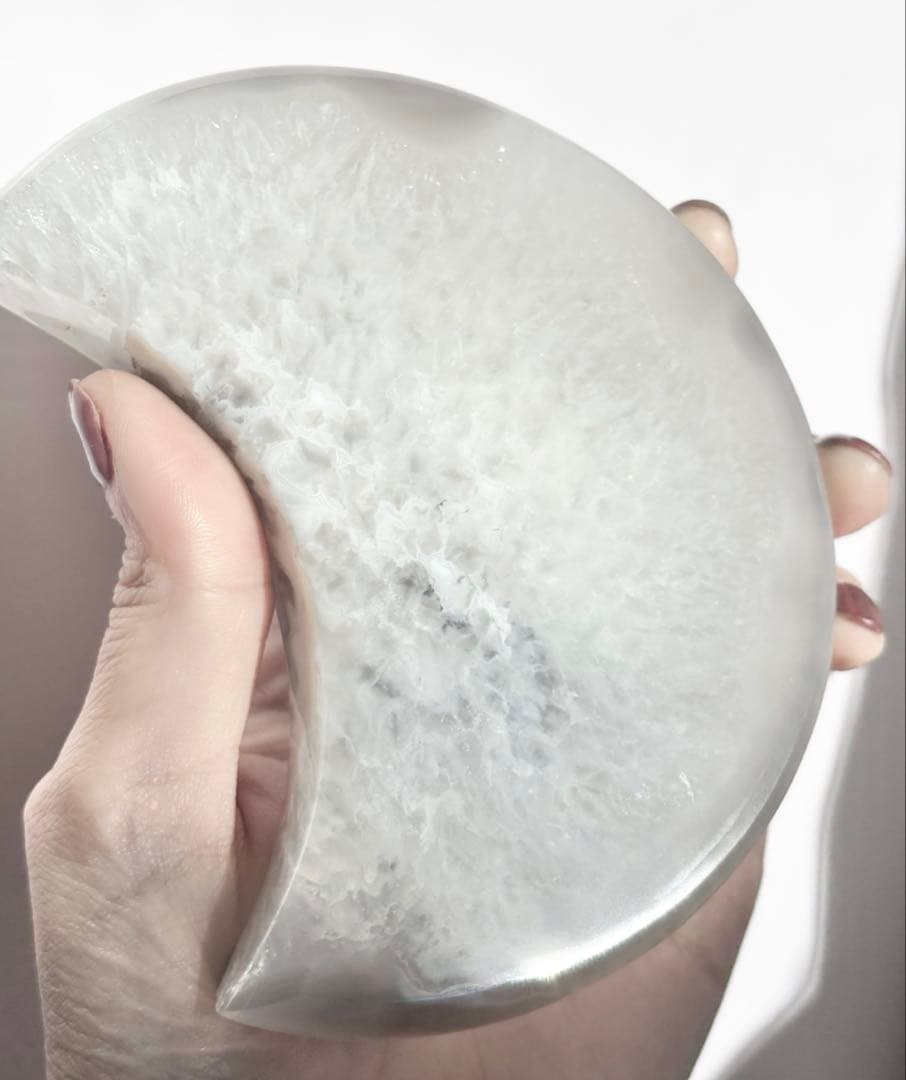 《希少・高品質✰》二回結晶の白月✧シュガークォーツ月型・台座付　クリアクォーツ