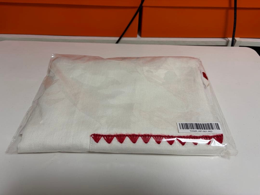 TKMK ORIGINAL LINEN APRON / WHITE×RED