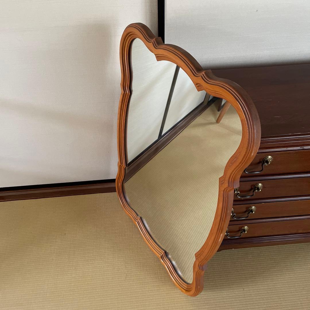 大塚家具　壁鏡　ナラ材　アンティーク