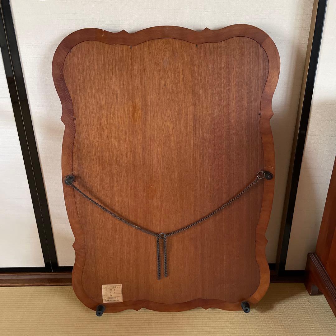 大塚家具　壁鏡　ナラ材　アンティーク