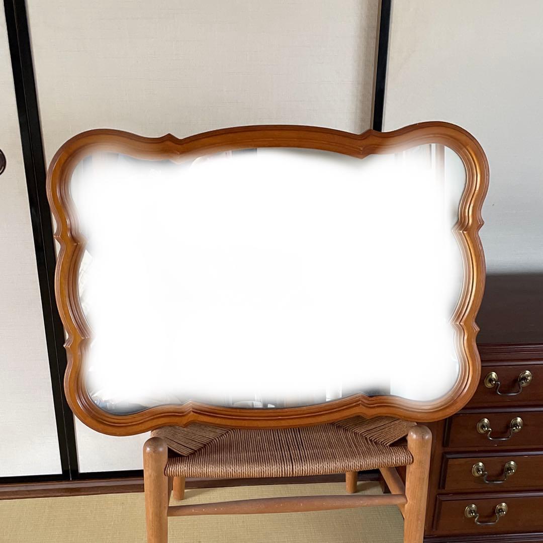 大塚家具　壁鏡　ナラ材　アンティーク