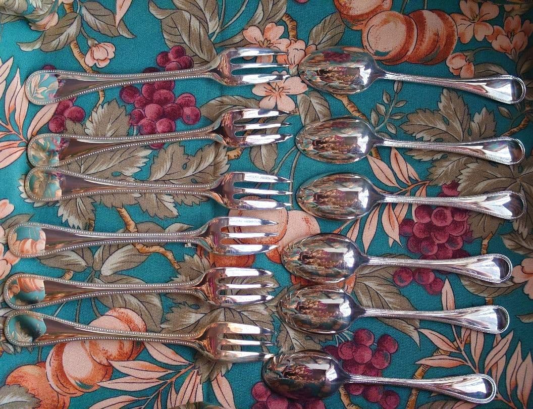 クリストフル パール コーヒースプーン6本 ケーキフォーク6本 合計12点