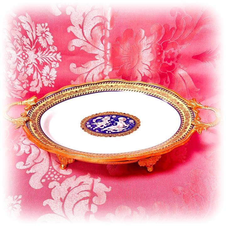 天使 エンジェル アンティーク 金縁 プレート オードブル 皿 猫脚 ロココ