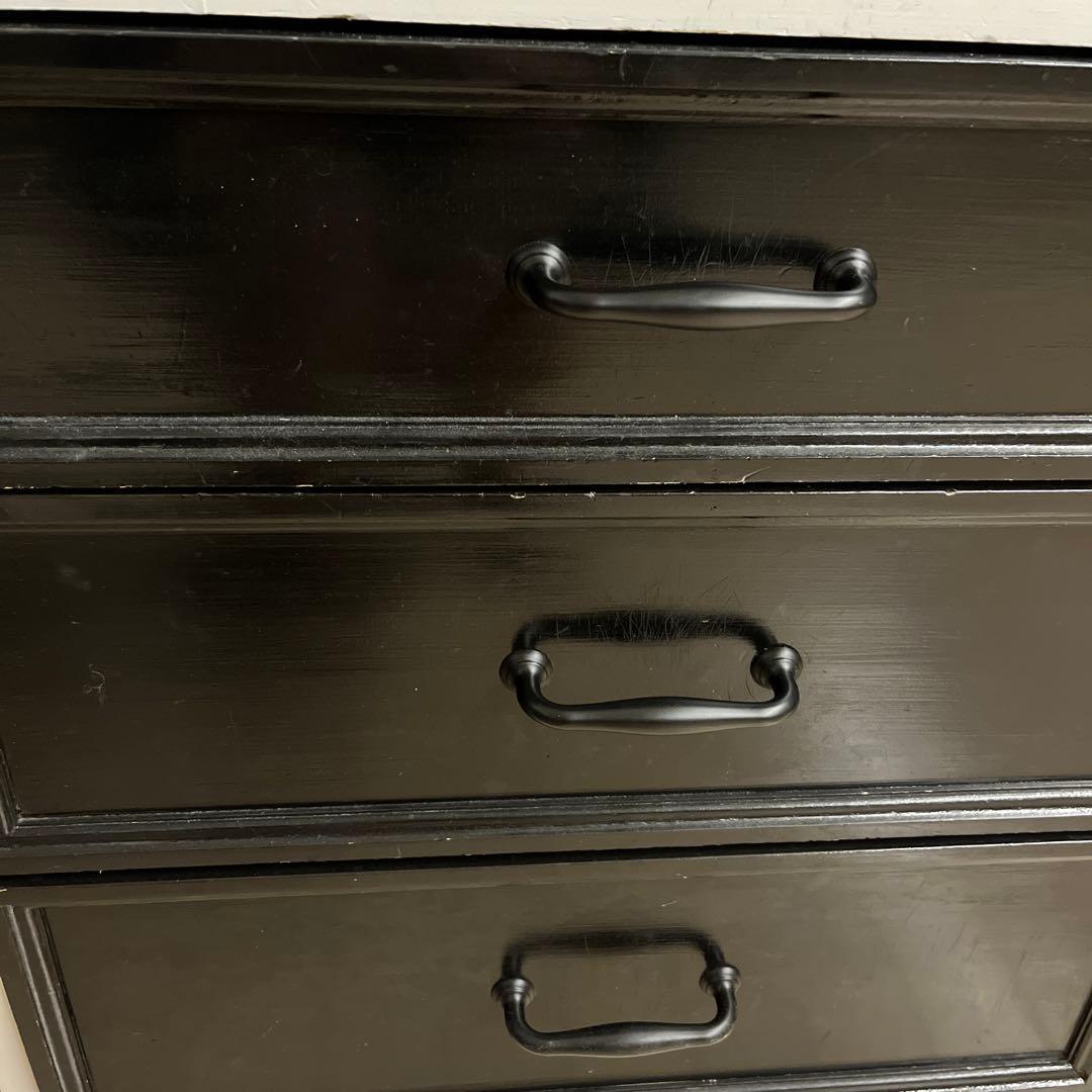 デザインチェスト　サイドフック付き　モノトーン　ストライプ　引き出し