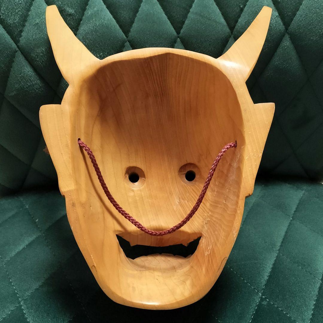 魔除け 木彫り 能面 般若 壁掛け インテリア - メルカリ