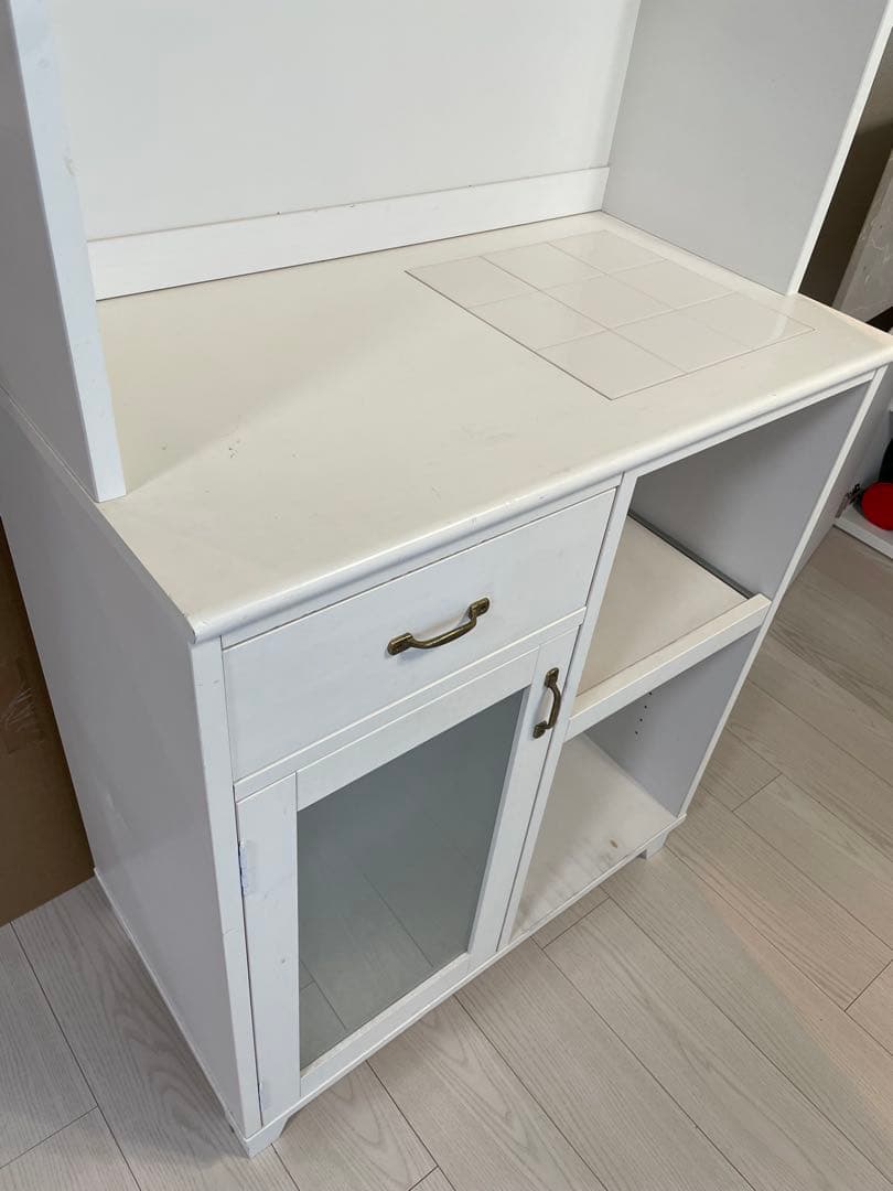 ホワイト木製食器棚・キッチンカウンター
