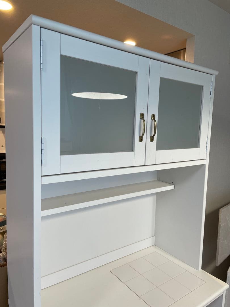 ホワイト木製食器棚・キッチンカウンター