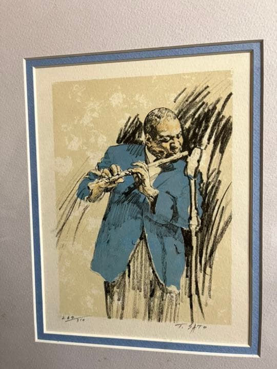 佐藤照雄　リトグラフ　ジャズ　Ａ