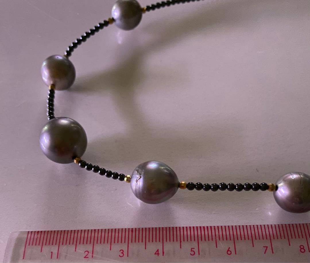 タヒチ黒蝶貝パール　ステーションネックレス