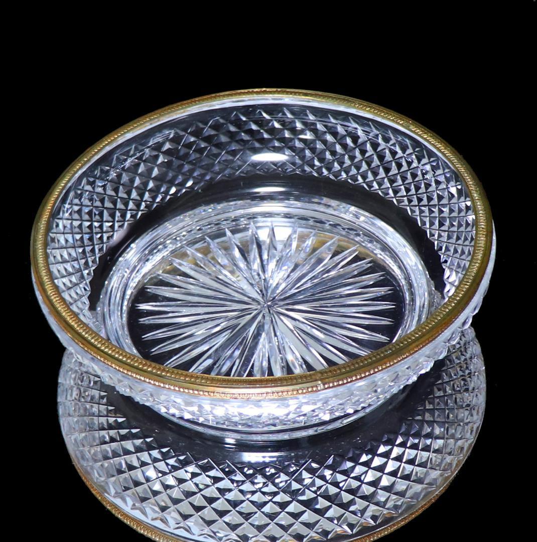 オールド・バカラ 明治～大正時代 春海商店特注 金装飾霰切子大鉢