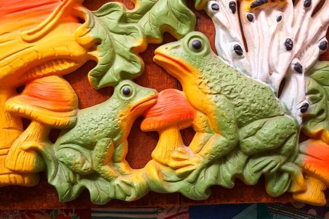 USA 60’s 70's ヴィンテージ 壁掛け マッシュルーム かえる 蝶