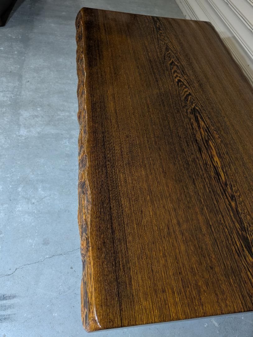 天然木座卓　一枚板 曲線脚デザイン【無垢】