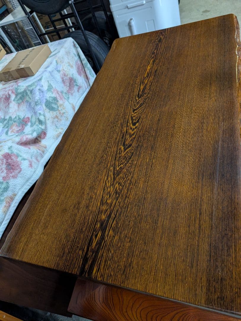 天然木座卓　一枚板 曲線脚デザイン【無垢】