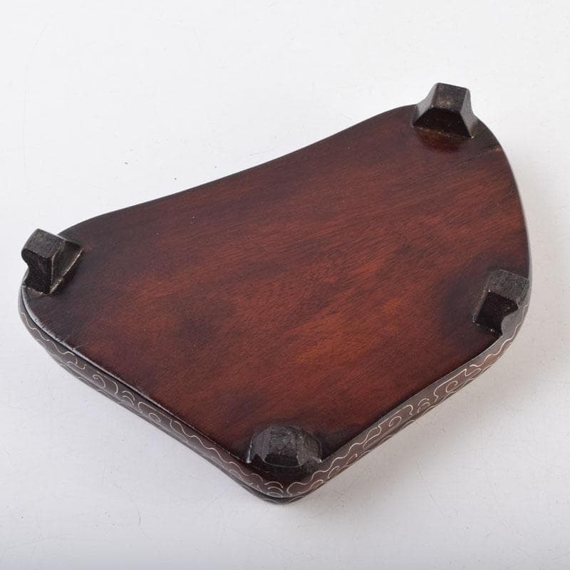 中国　玉石孔雀石マラカイト彫刻　神獣　置物　約896g　唐木台付　V　9009