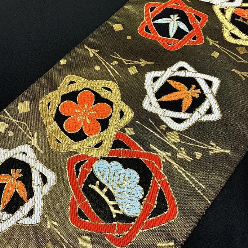 0ag56◆川島織物 ハーフ成人式 全通袋帯 七五三 七歳 松竹梅◆美品