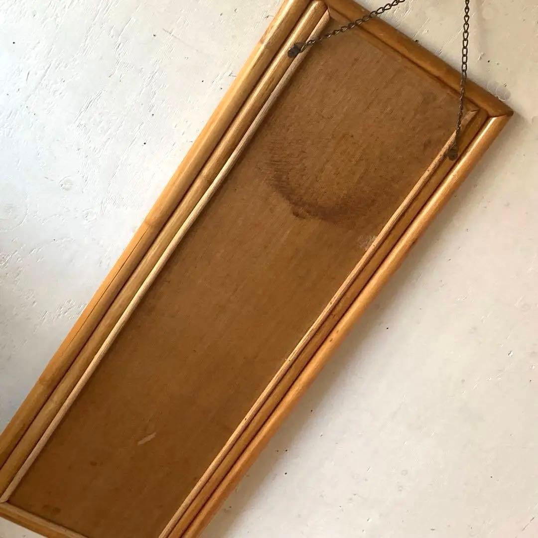 ヴィンテージ ラタン 壁掛け ウォールミラー