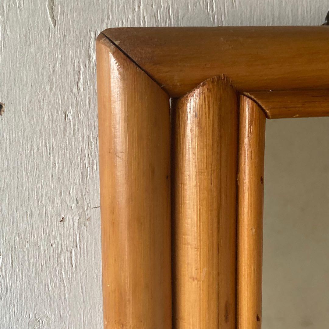 ヴィンテージ ラタン 壁掛け ウォールミラー