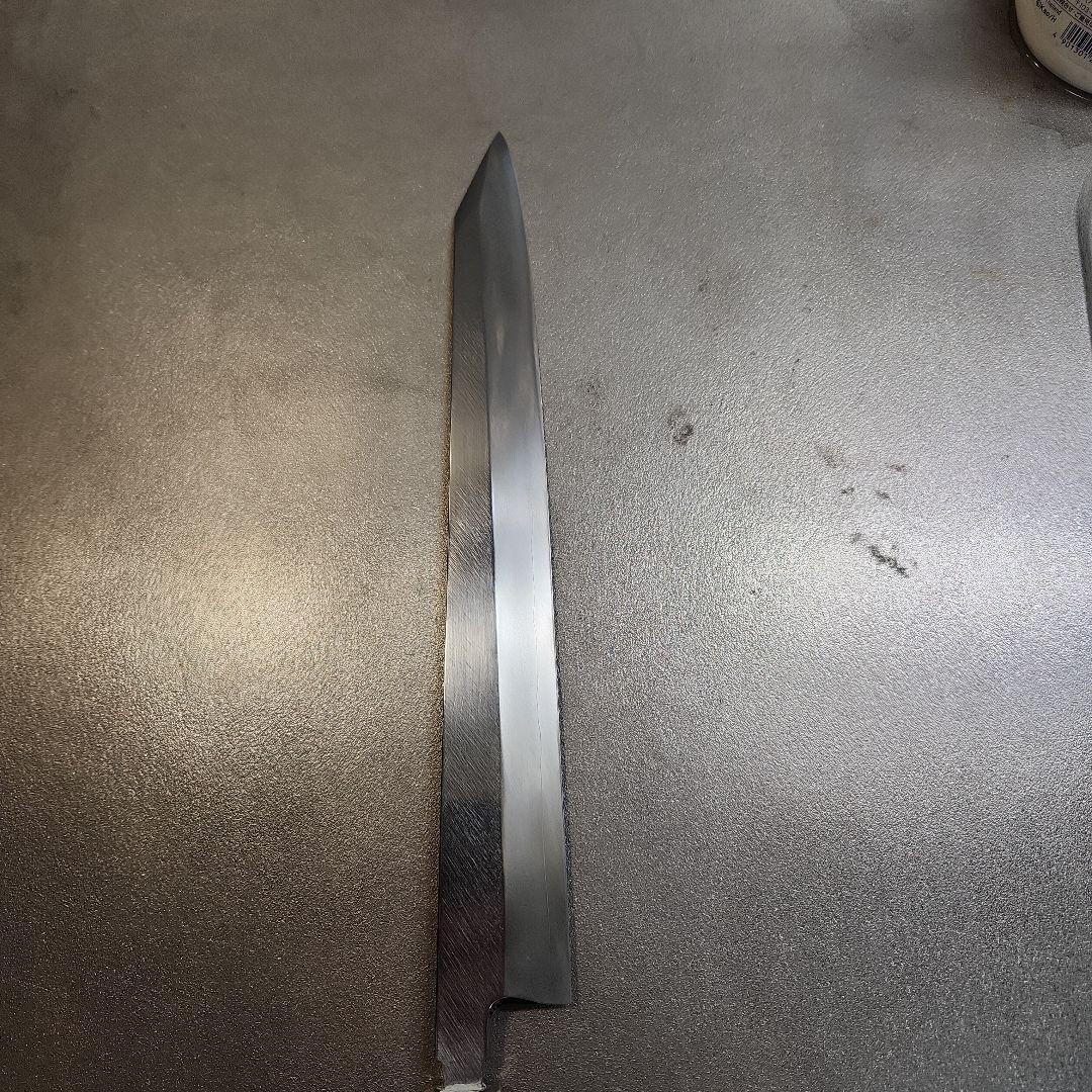 銀三 切付け柳刃包丁 尺 銀巻黒檀八角柄 - メルカリ