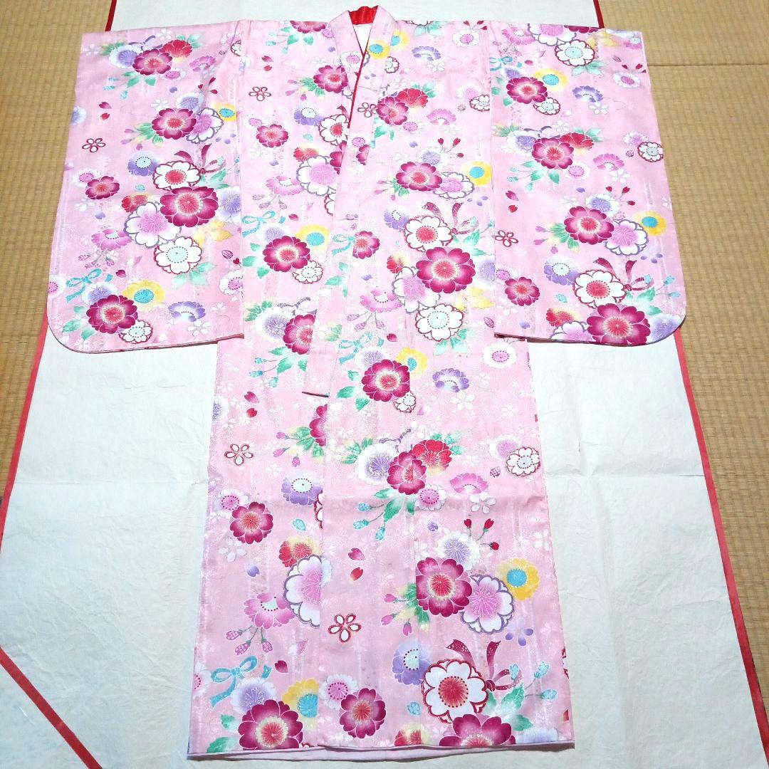 七五三　七歳　着物・長襦袢・未使用結び帯フルセット　(32)