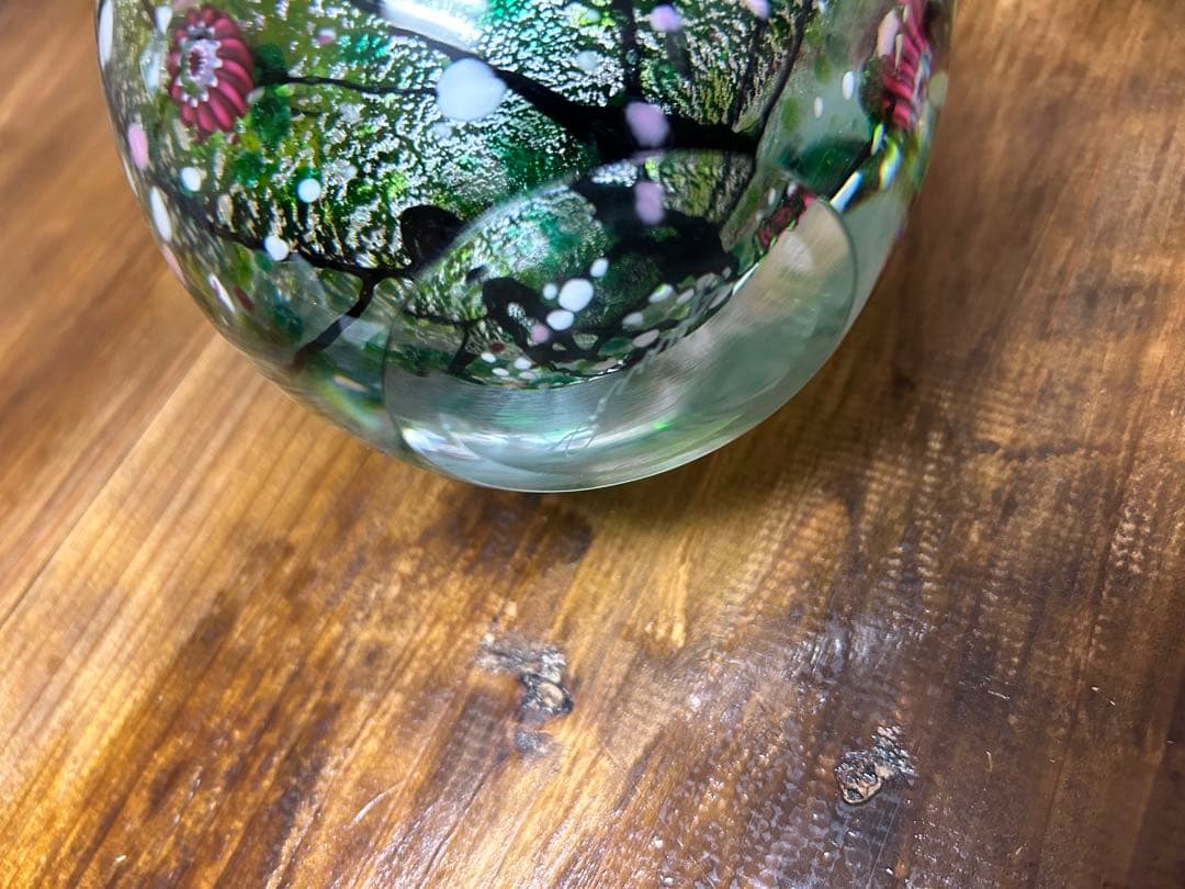 未使用　箱付き　黒木国昭作　光琳　花瓶　ガラス工芸