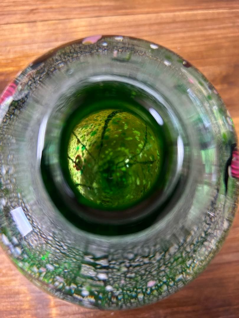 未使用　箱付き　黒木国昭作　光琳　花瓶　ガラス工芸