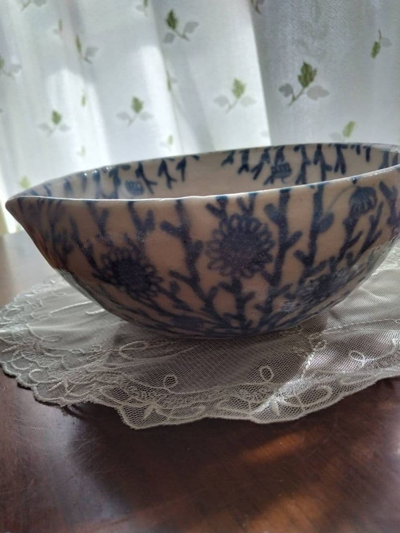 美濃焼 ☆藤井敬之（ひろ窯）作 志野染付 片口盛鉢と志野染付 四方盛鉢