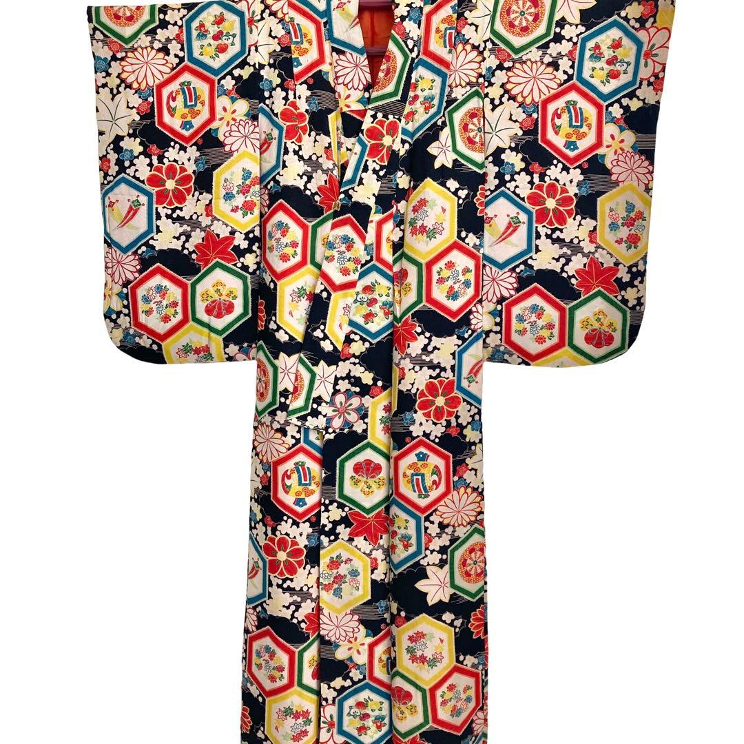 ★みのすけ★ジュニア 子供着物 大正ロマン アンティーク着物 NO330