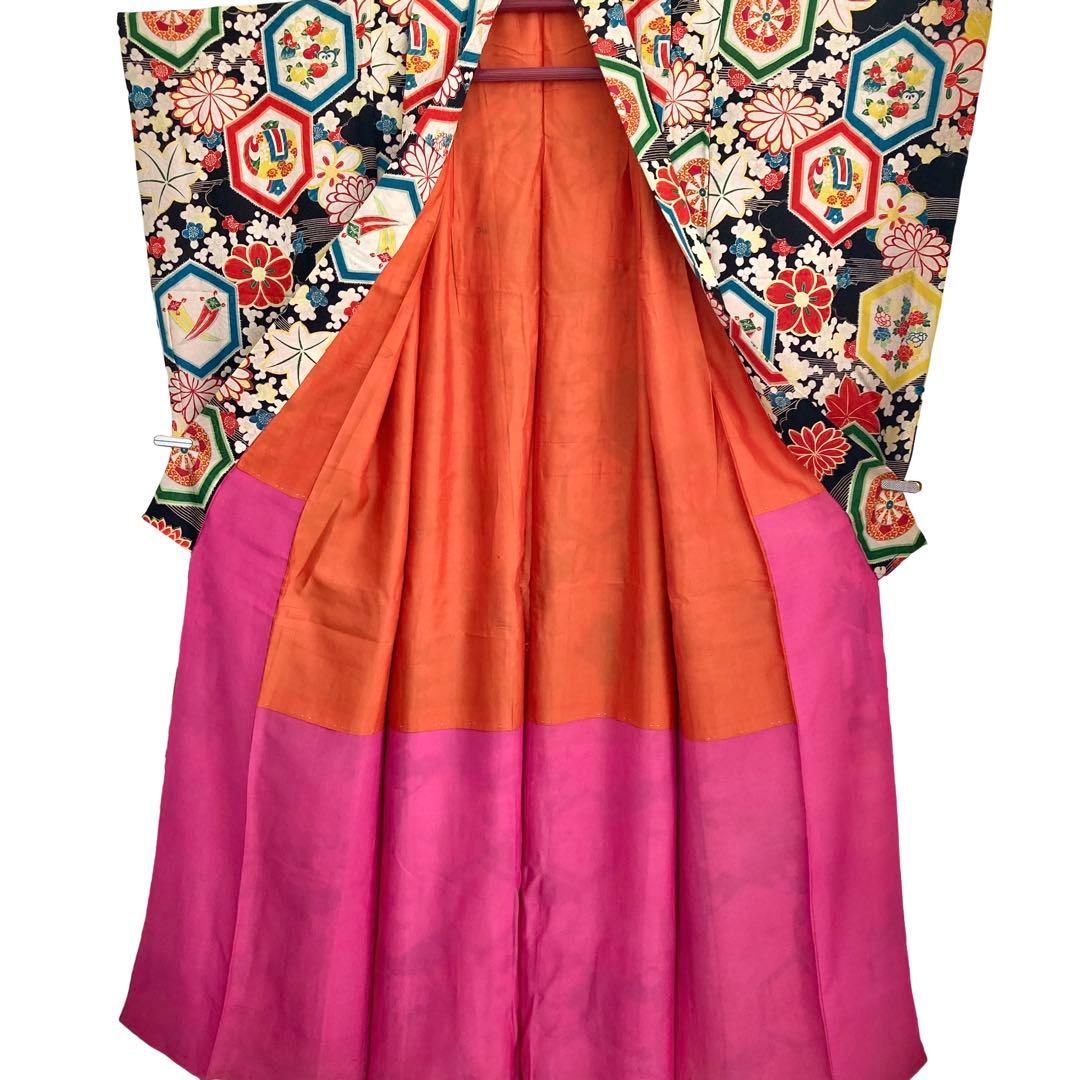 ★みのすけ★ジュニア 子供着物 大正ロマン アンティーク着物 NO330