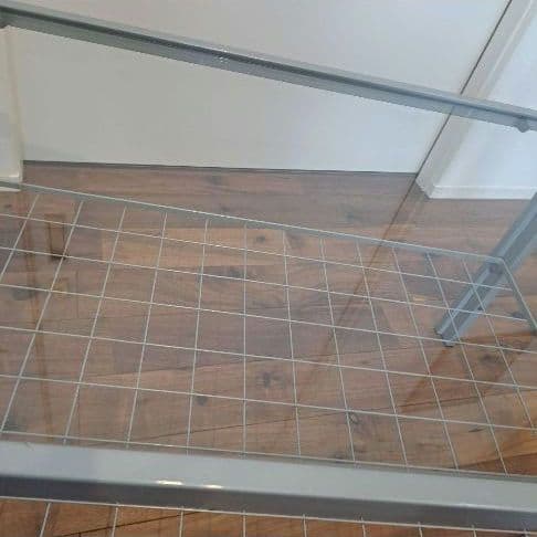 80年代ガラス天板テーブル　グレー　ローテーブル　昭和レトロ