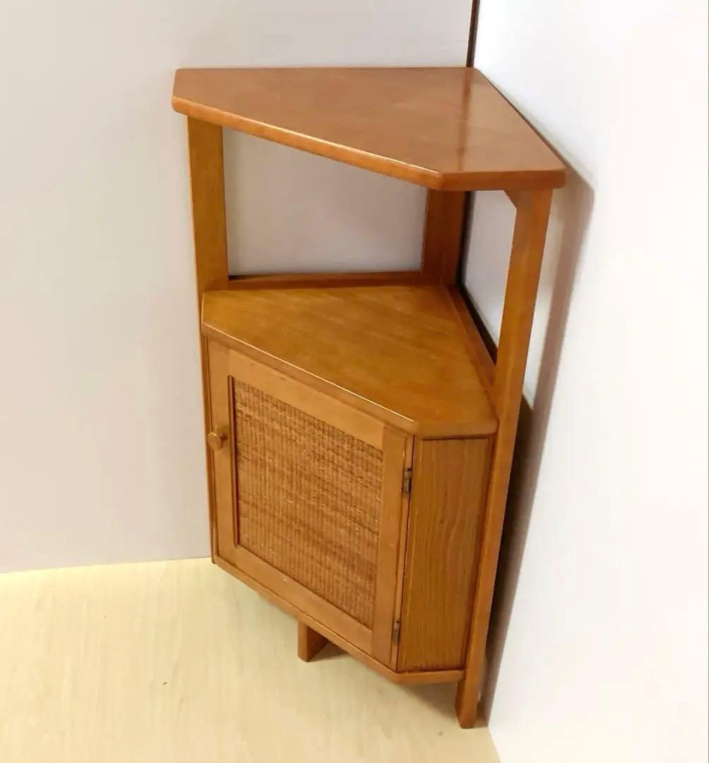 karimoku カリモク　コーナーラック　電話台　サイドラック　籐 ラタン