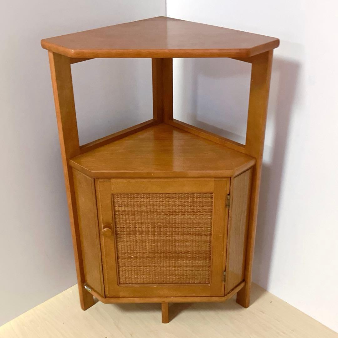 karimoku カリモク　コーナーラック　電話台　サイドラック　籐 ラタン