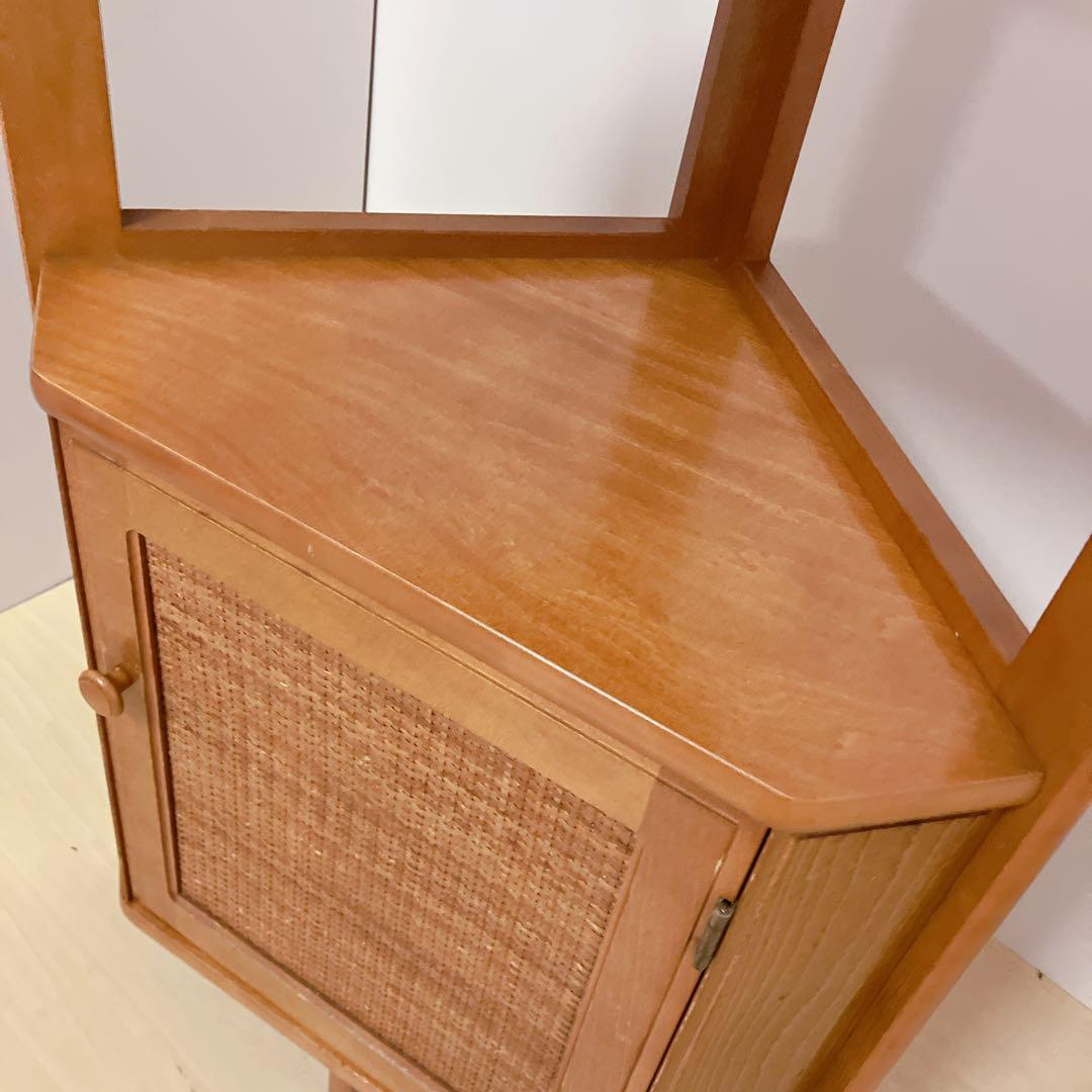 karimoku カリモク　コーナーラック　電話台　サイドラック　籐 ラタン