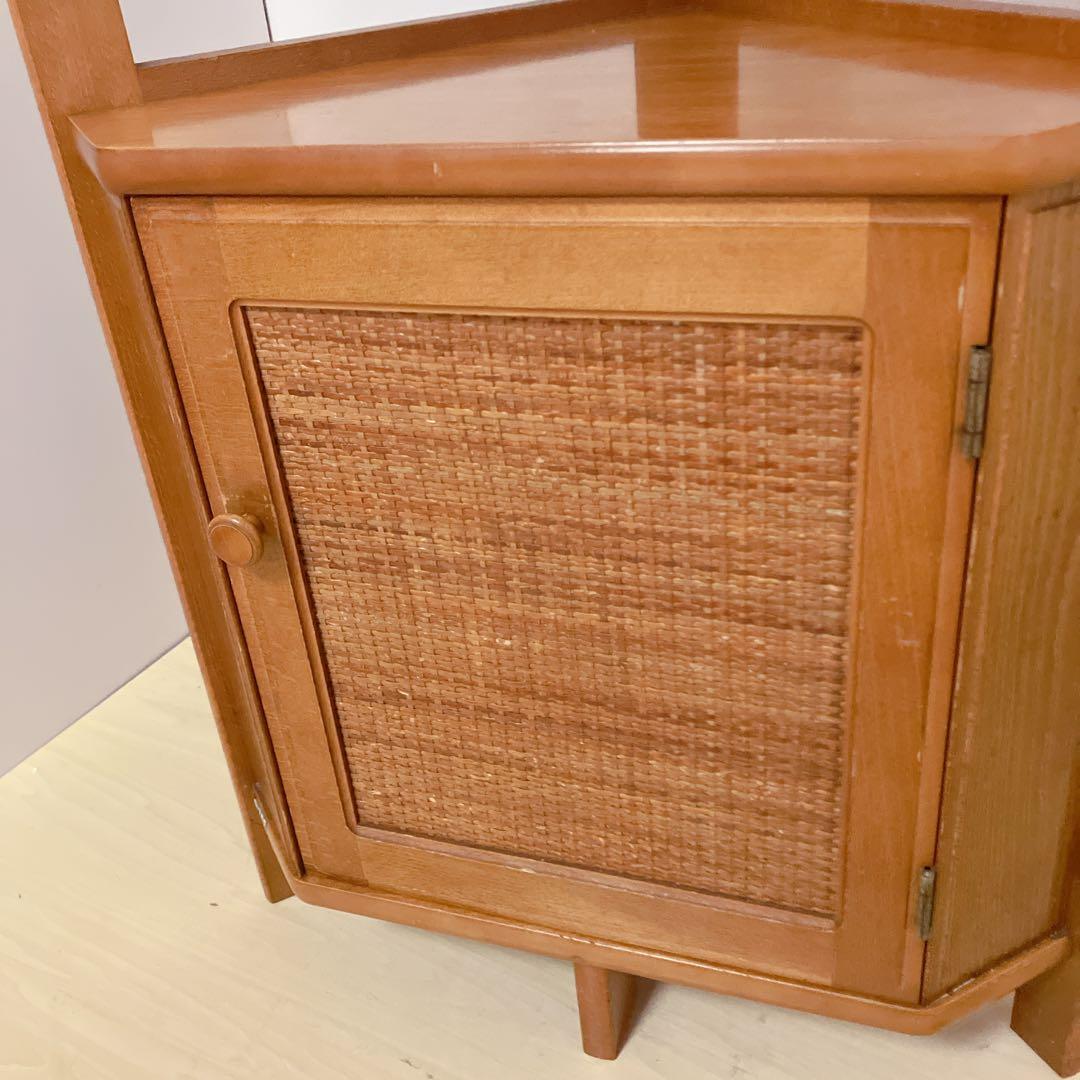 karimoku カリモク　コーナーラック　電話台　サイドラック　籐 ラタン