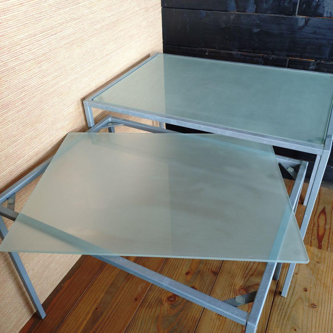 ガラス & 金属 テーブル セット　インテリア