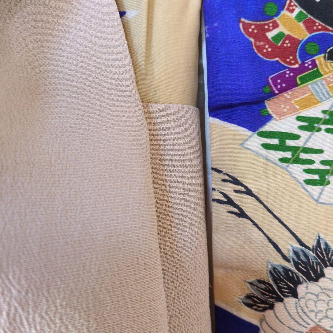 七五三３歳男の子正絹薄綿入り着物と正絹縮緬の被布（中綿無し）