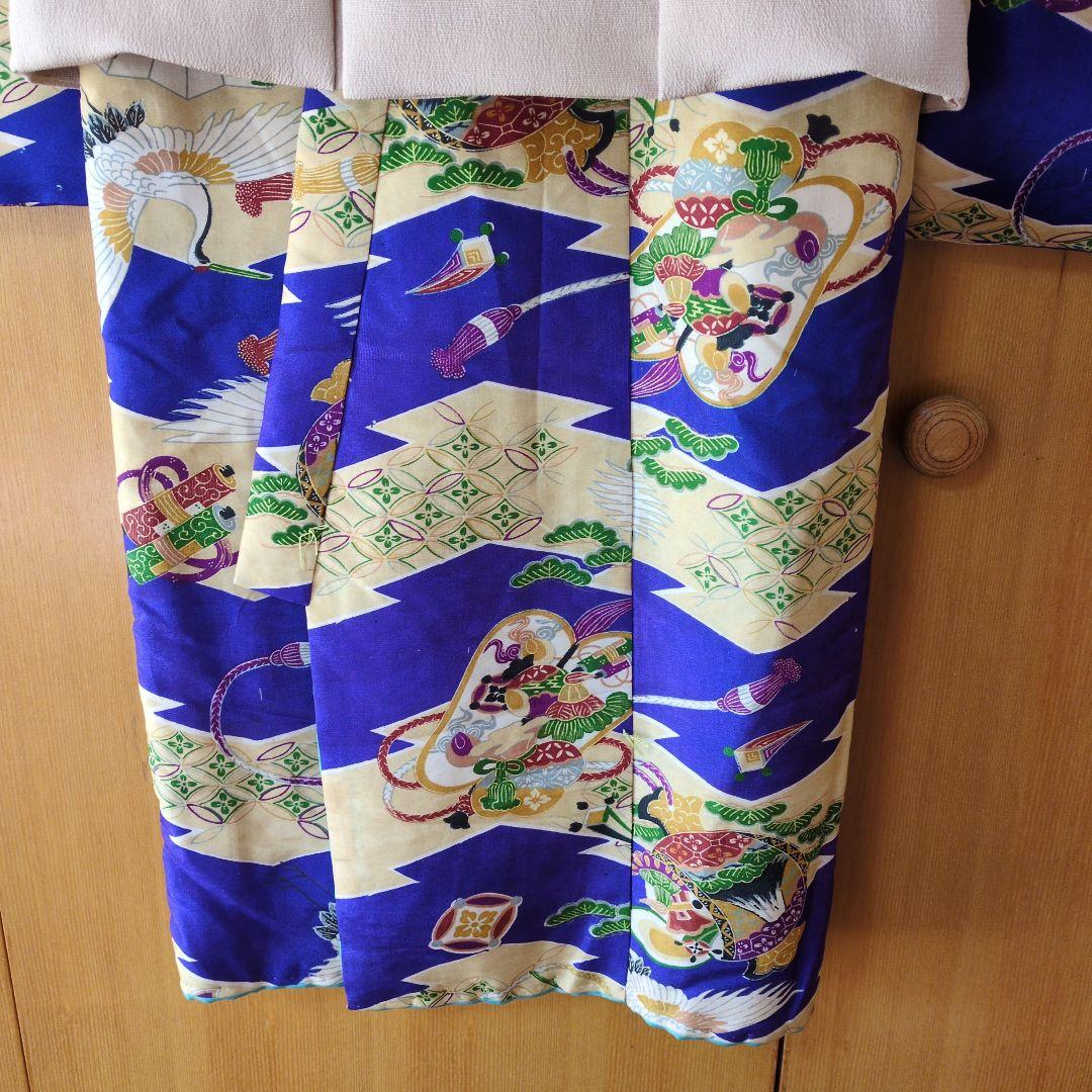 七五三３歳男の子正絹薄綿入り着物と正絹縮緬の被布（中綿無し）