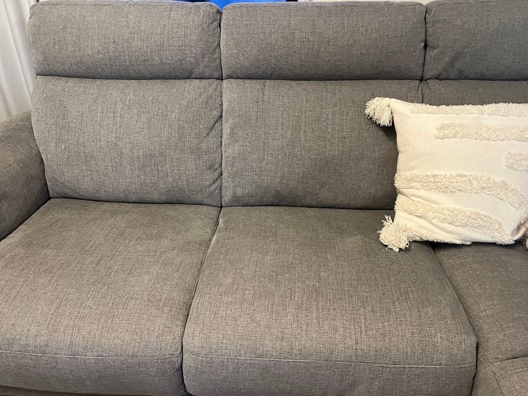 グレー L字型 ファブリックソファ 2人掛け・3人掛け