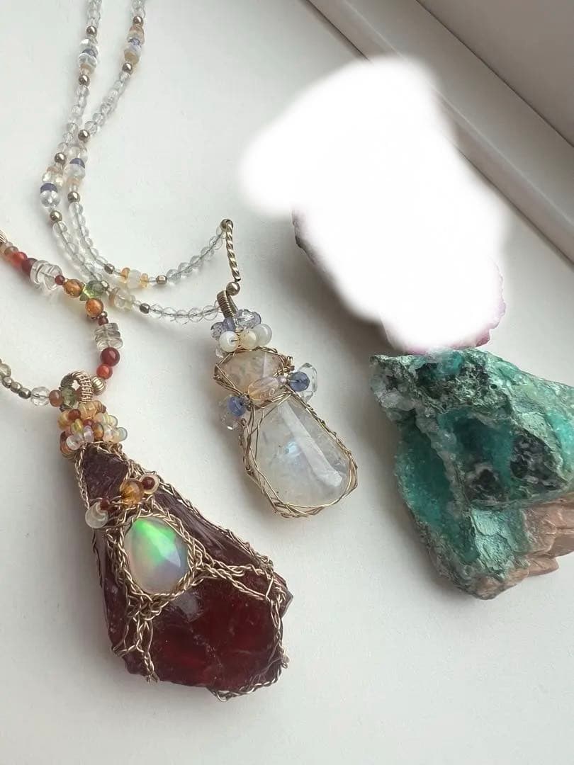 ハンドメイド天然石ネックレス　セット