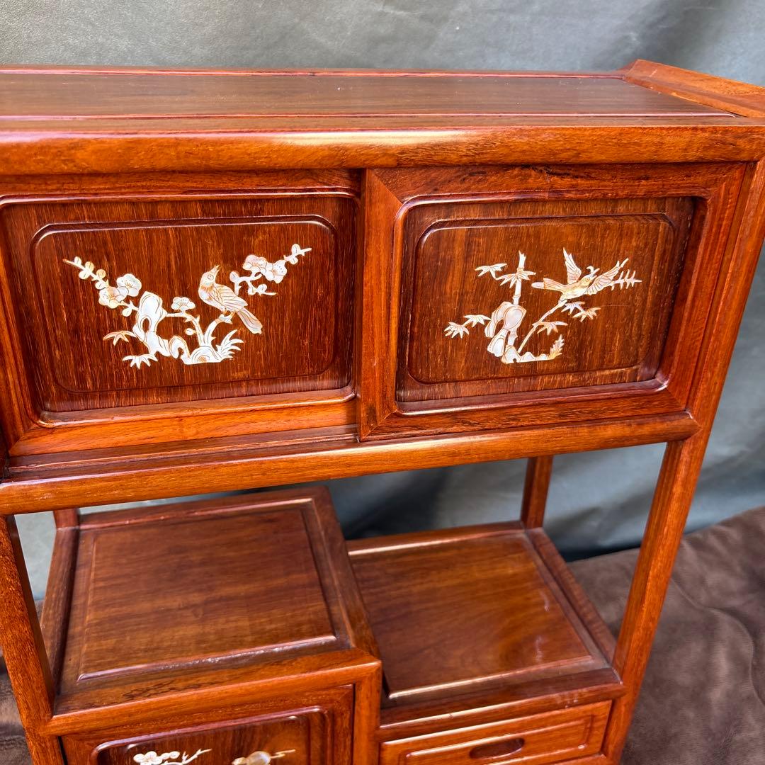 小ダンス　茶箪笥　花梨？　螺鈿細工　飾り棚