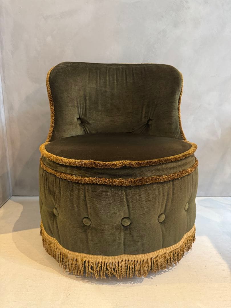 希少⭐︎イギリスビンテージ⭐︎オリーブグリーン フリンジ付き1人掛けソファ⭐︎ 2脚