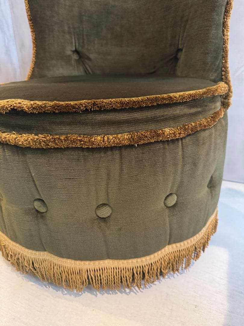 希少⭐︎イギリスビンテージ⭐︎オリーブグリーン フリンジ付き1人掛けソファ⭐︎ 2脚
