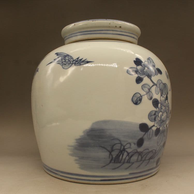 清光緒 鯖牡丹花蓋缶 景徳鎮 陶磁器 装飾品 工芸品美術品 置物 - メルカリ