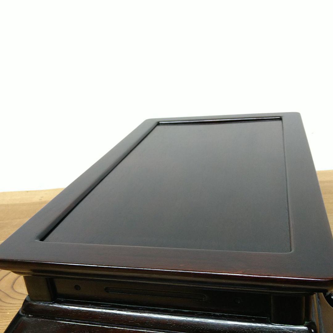 A668 紫檀シタン唐木 二重天 平卓 透かし彫り 香炉台 花台 飾り台 床の間