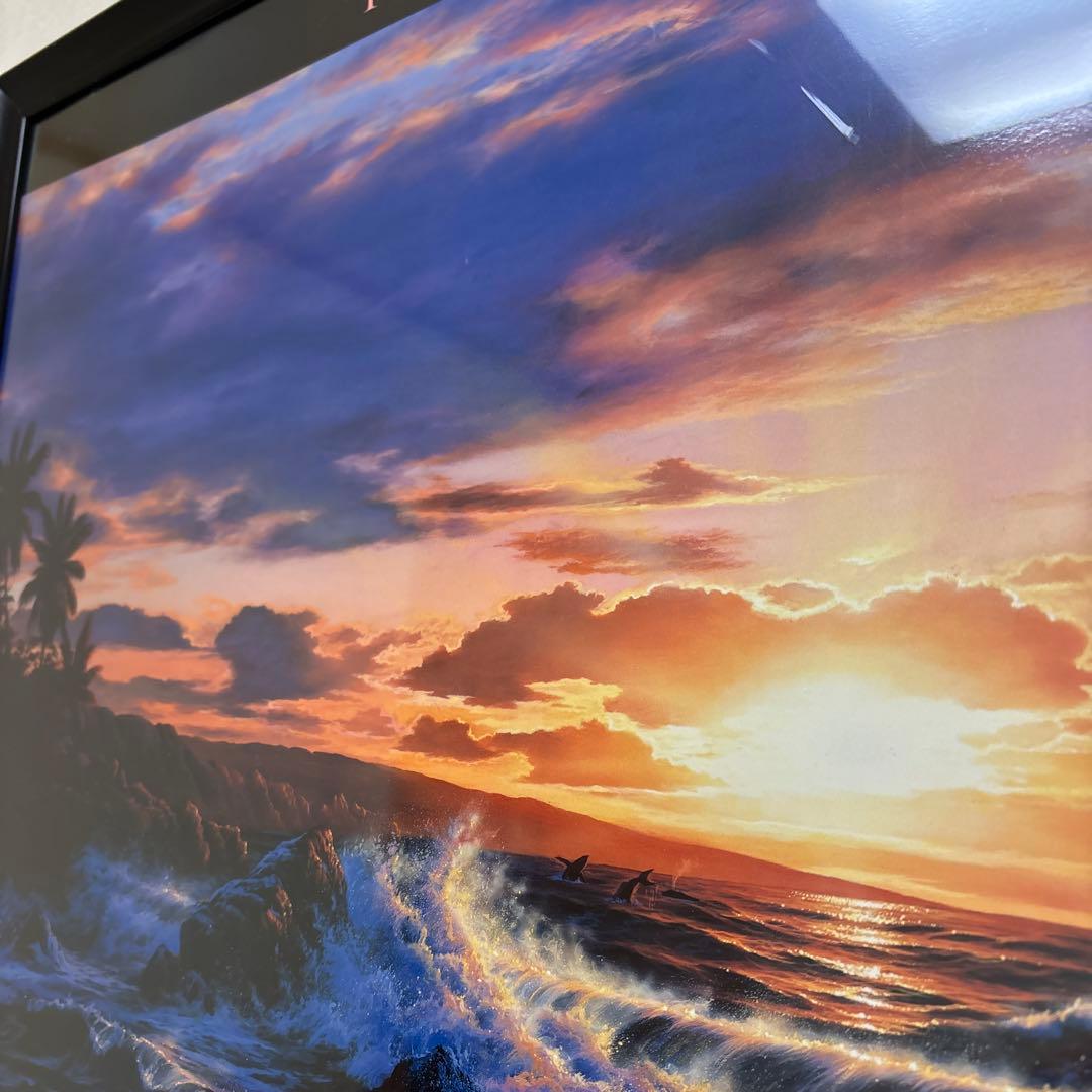 ラッセン ロマンスオブザシー 夕日 サンセット クジラ 風景 版画 額