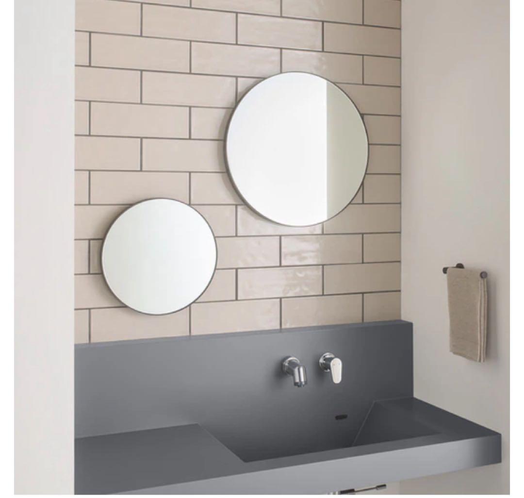 大幅SALE‼️マルーンミラー　円形鏡 壁掛け式　洗面所壁掛けミラー